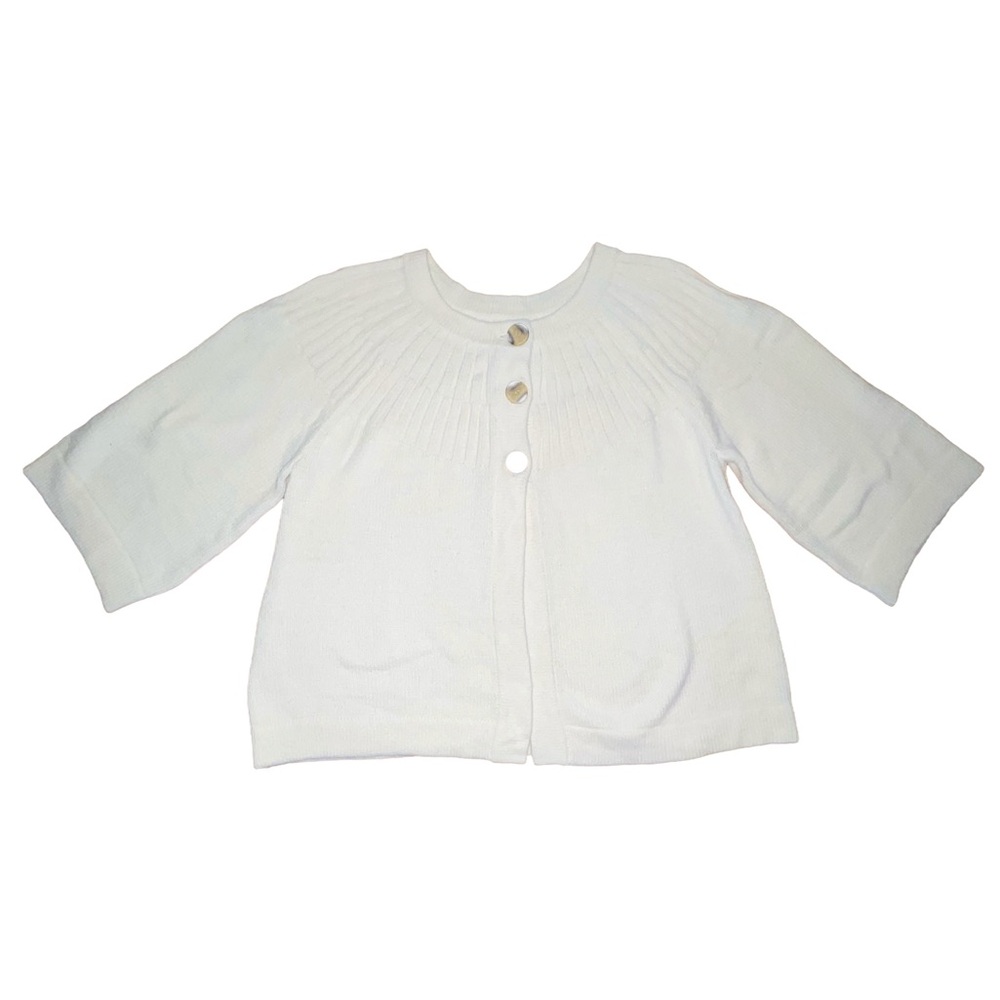 AVON RETRO SUNBURST YOKE KNIT CARDIGAN, WHITE SIZE XL (NEW WITH TAGS) A23